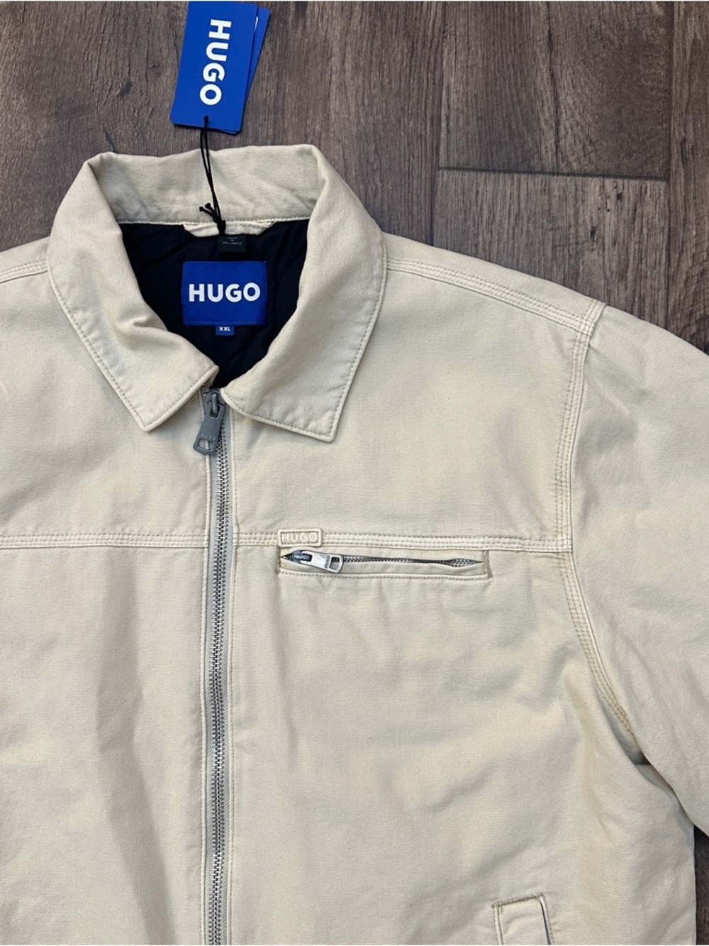 Hugo Boss Regular Fit Utility Natural Cotton Canvas Jacket Men’s Size XXL Beige - Picture 2 of 16